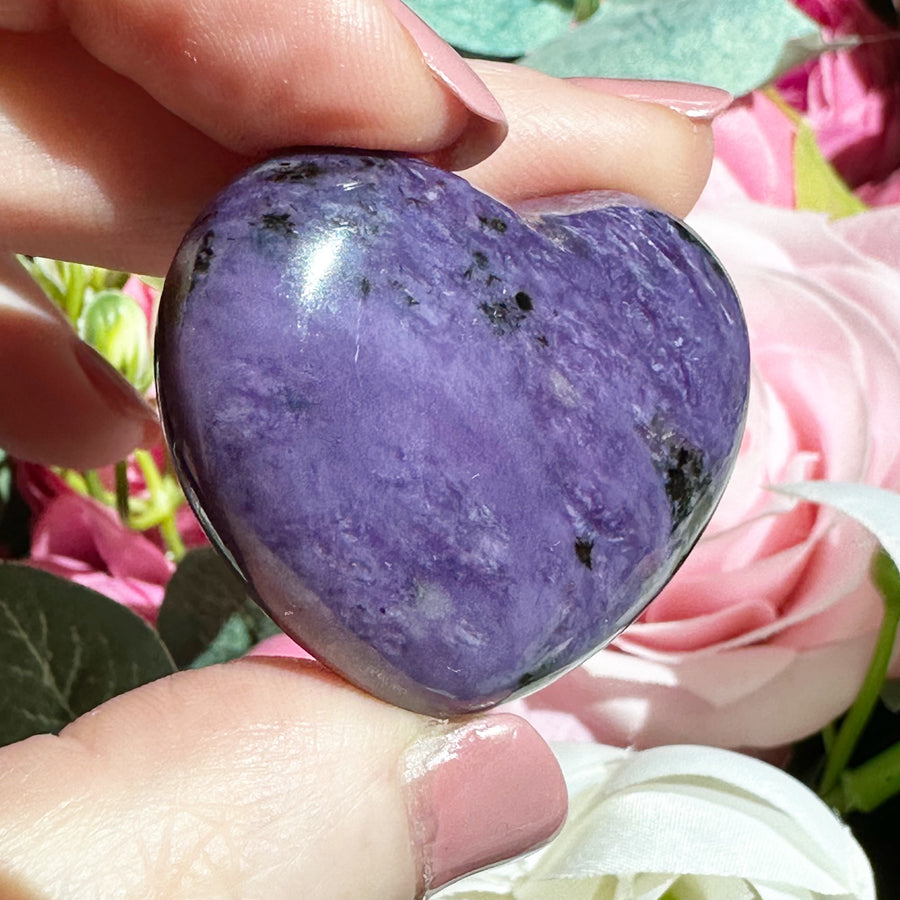 AA Grade Charoite Crystal Heart