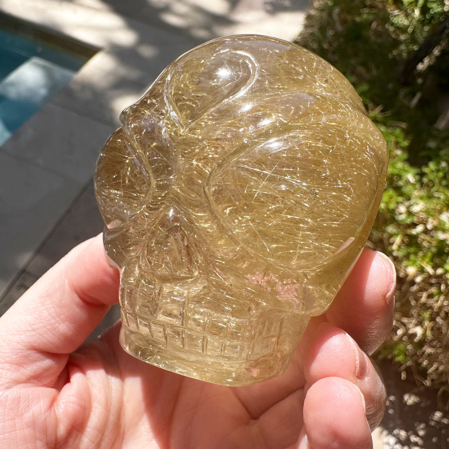 Golden Rutile Citrine Star Child Crystal Skull Carved by Leandro de Souza