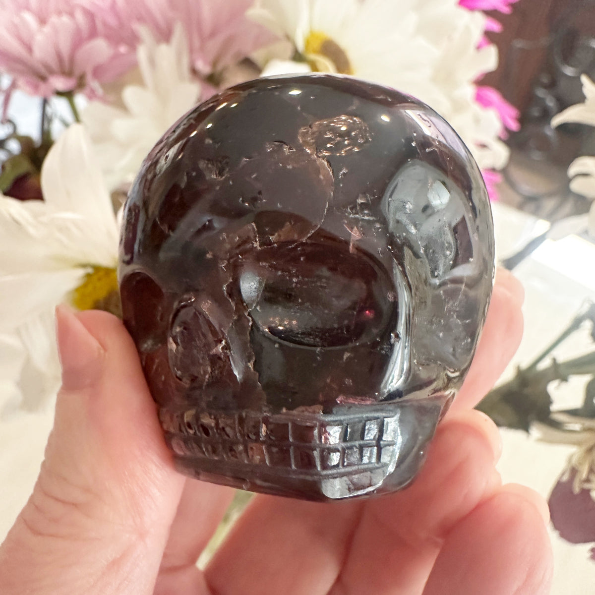 Garnet Magical Child Crystal Skull Carved by Leandro de Souza