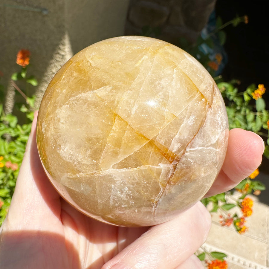 Large Golden Healer Quartz Crystal Sphere
