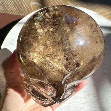 Smoky Elestial with Rainbows Magical Child Crystal Skull Carved by Leandro de Souza
