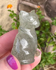 Epidote Crystal Kitten Carved by Leandro de Souza