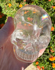 Clear Sirius Quartz Crystal Skull with Rainbows Carved by Leandro de Souza