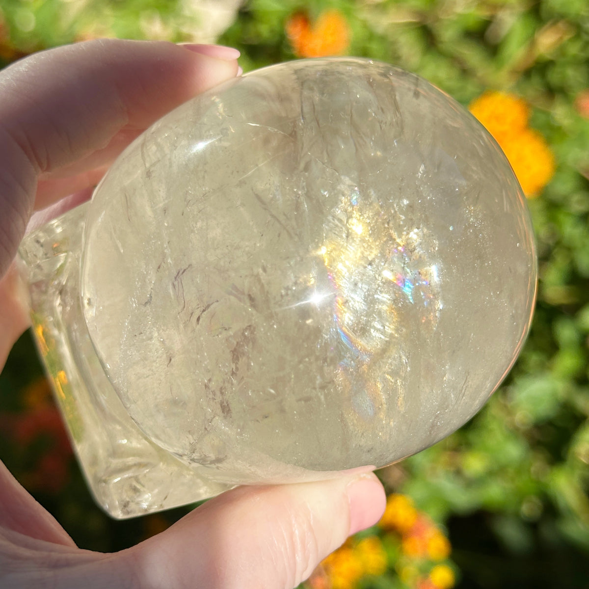 Lemurian Crystal Skull with Rainbows Carved by Leandro de Souza