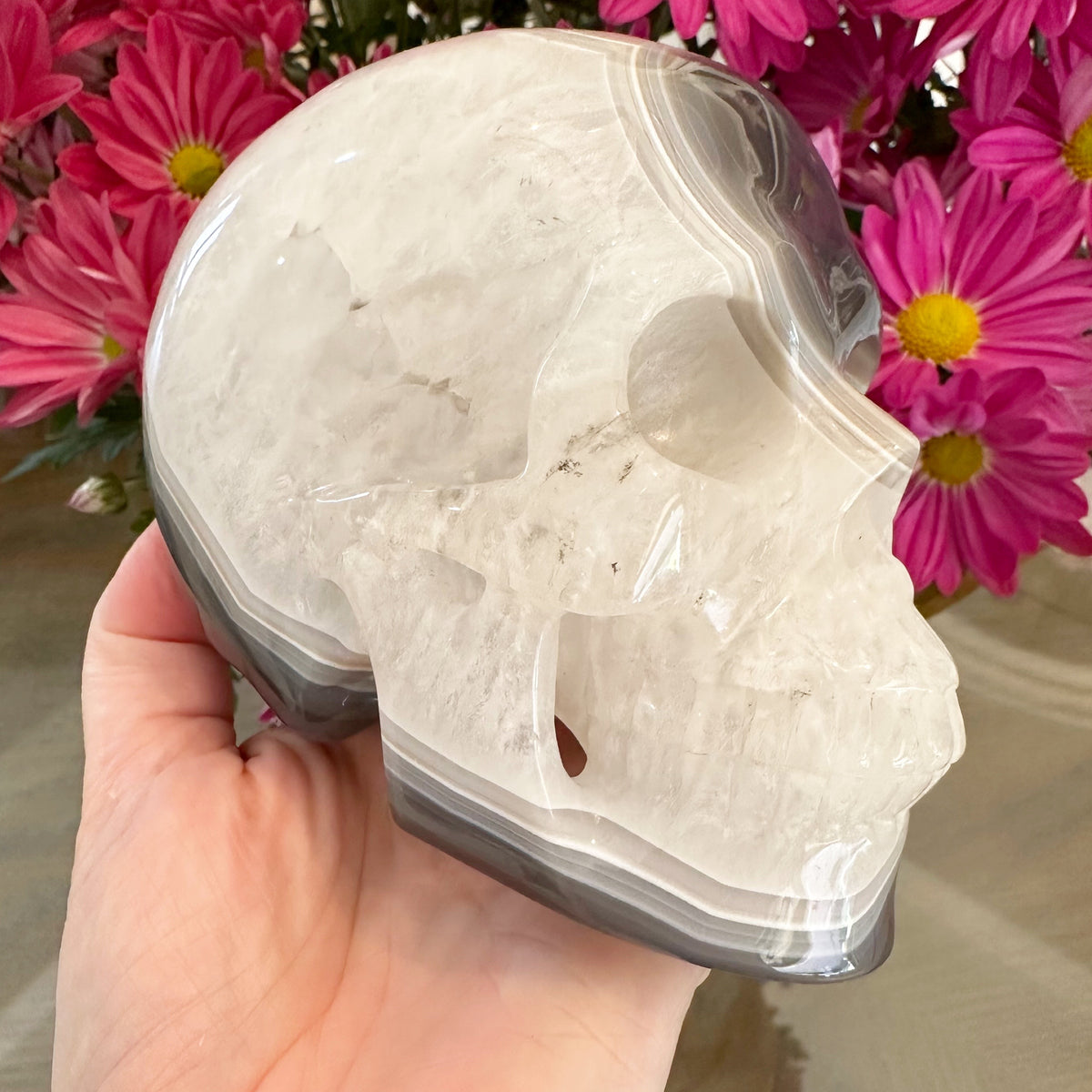 Agate Geode Crystal Skull