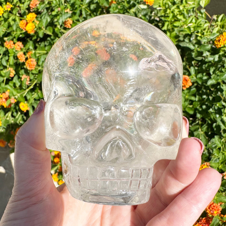 Lemurian Magical Child Crystal Skull with Rainbows Carved by Leandro de Souza