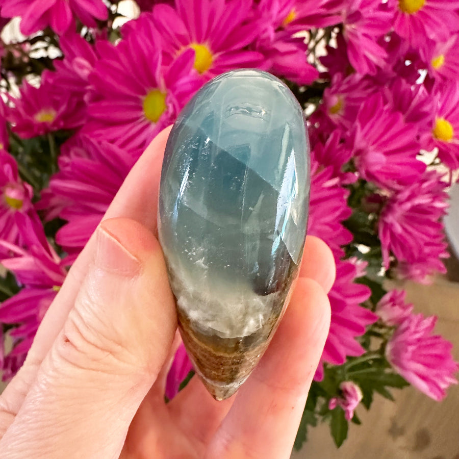 Lemurian Aquatine Calcite Crystal Heart