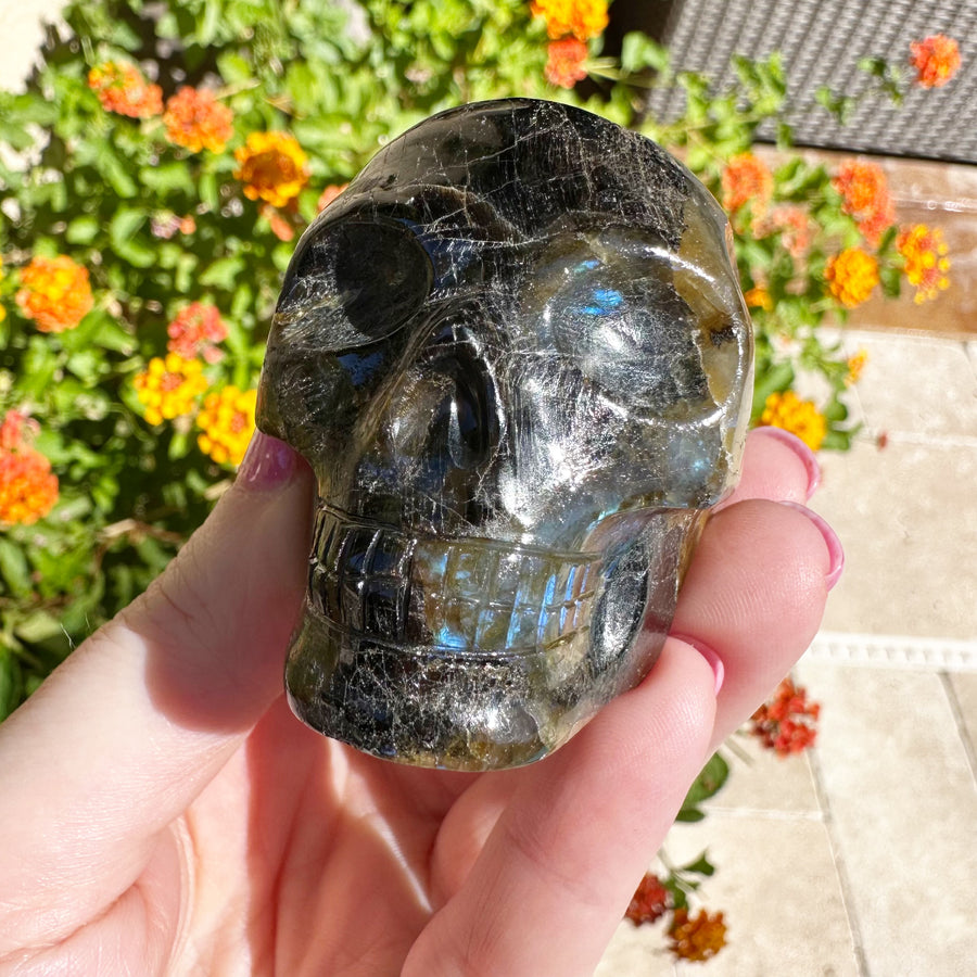 Nebula Flash Labradorite Crystal Skull Master