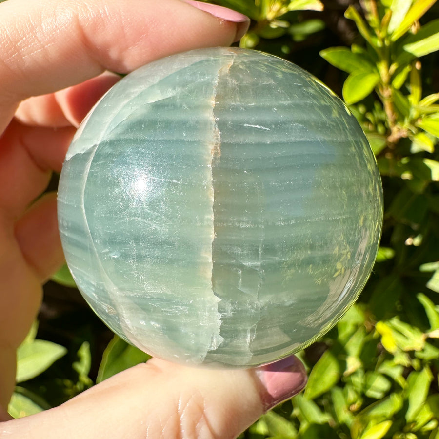 Lemurian Aquatine Calcite Crystal Sphere