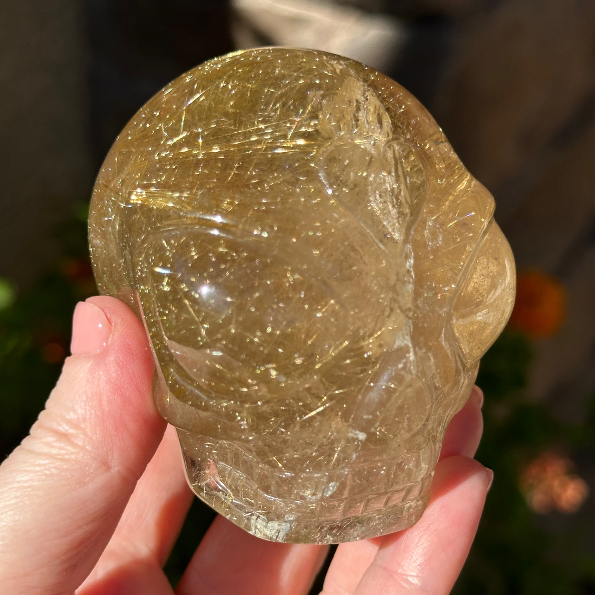 Golden Rutile Citrine Star Child Crystal Skull Carved by Leandro de Souza