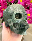 Green Moss Agate Crystal Skull