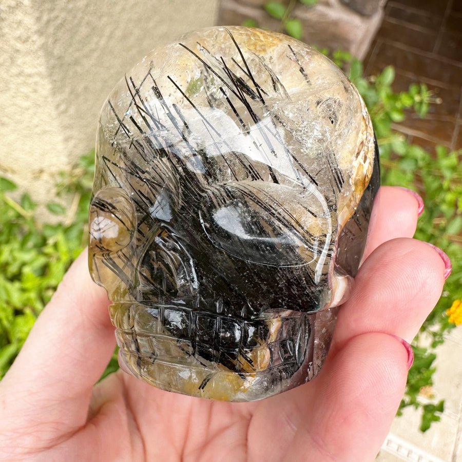 Tourmaline Rutile Magical Child Crystal Skull Carved by Leandro de Souza