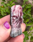 Pink and Green Tourmaline Palm Skull by Igor de Souza