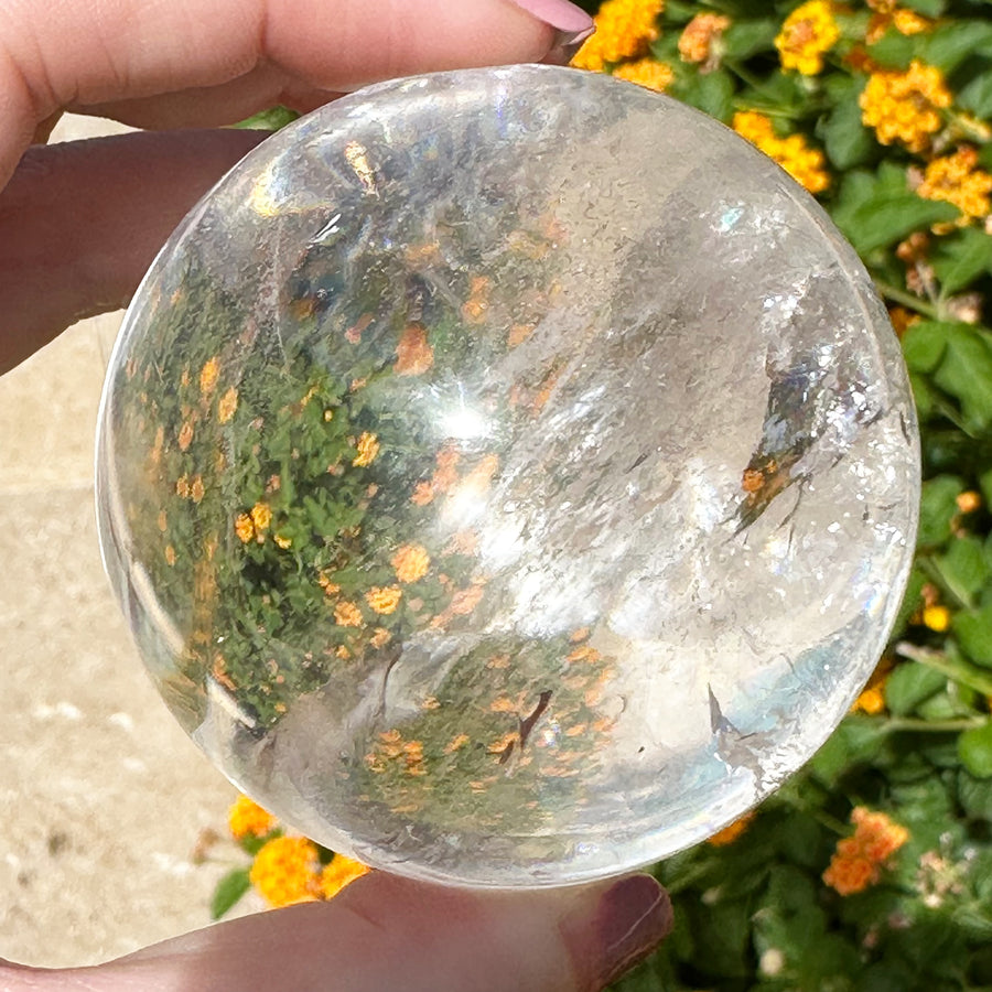 Lemurian Quartz Crystal Sphere with Rainbows