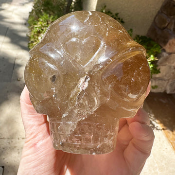 Golden Rutile Citrine and Lodolite Star Child Crystal Skull Carved by Leandro de Souza