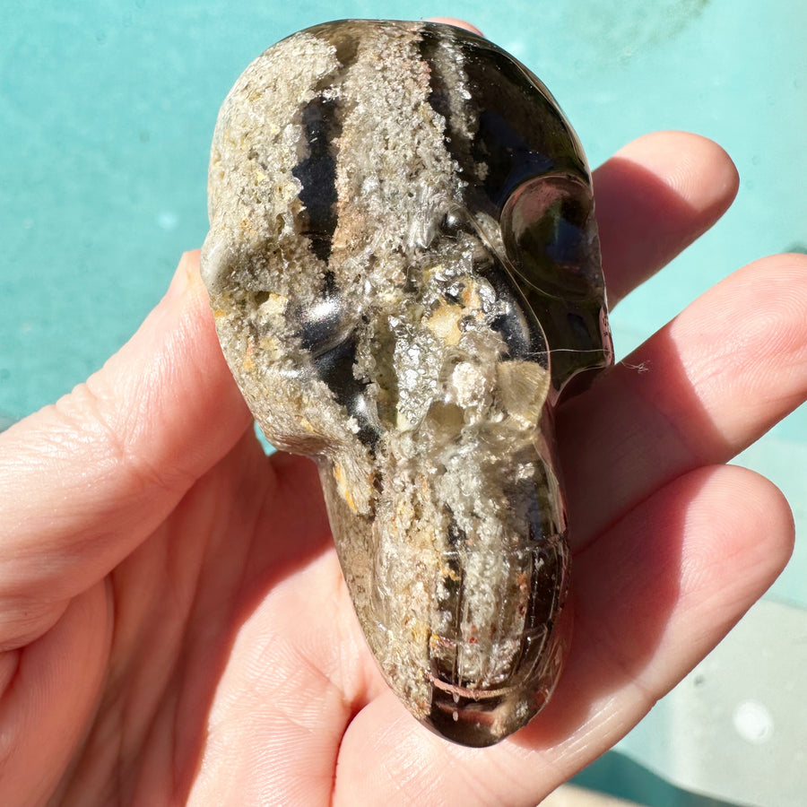 Chlorite Lodolite Quartz Crystal Skull Carved by Igor de Souza