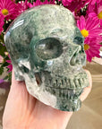 Green Moss Agate Crystal Skull
