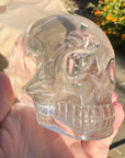 Clear Sirius Quartz Crystal Skull with Rainbows Carved by Leandro de Souza