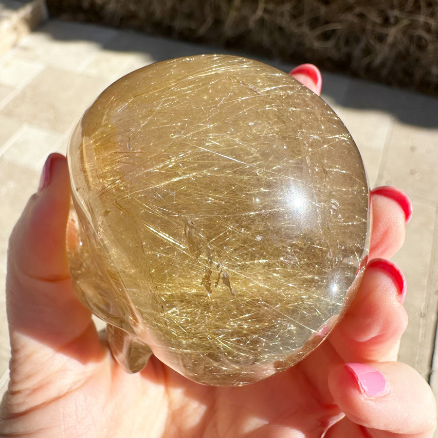 Golden Rutile Citrine Magical Child Crystal Skull Carved by Leandro de Souza