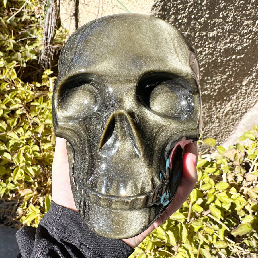 Gold Sheen Obsidian Crystal Skull