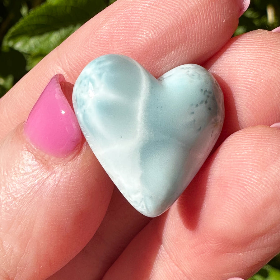 Natural Larimar Crystal Heart Cabochon