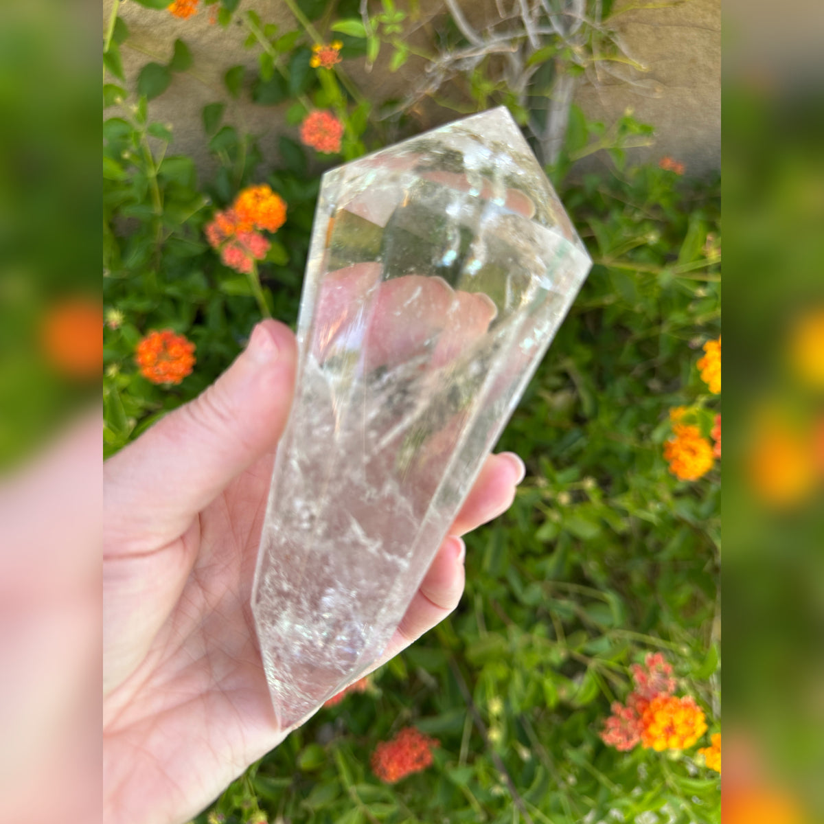 Rainbow Quartz Vogel Style Wand 12 Sided