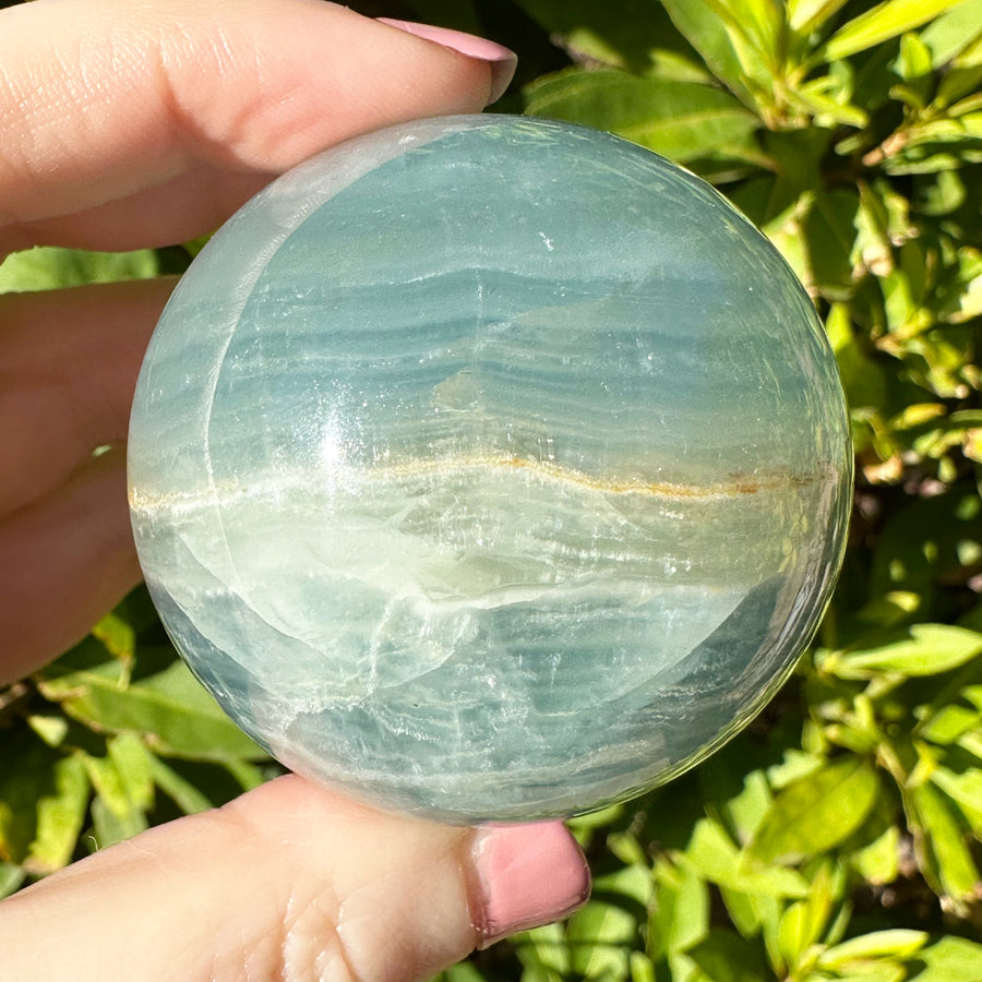 Lemurian Aquatine Calcite Crystal Sphere
