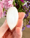 Selenite Heart Palm Stone
