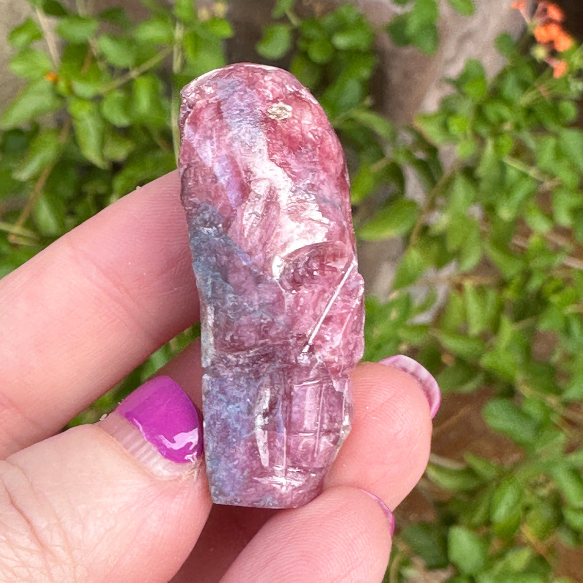 Pink and Blue Tourmaline Palm Skull by Igor de Souza