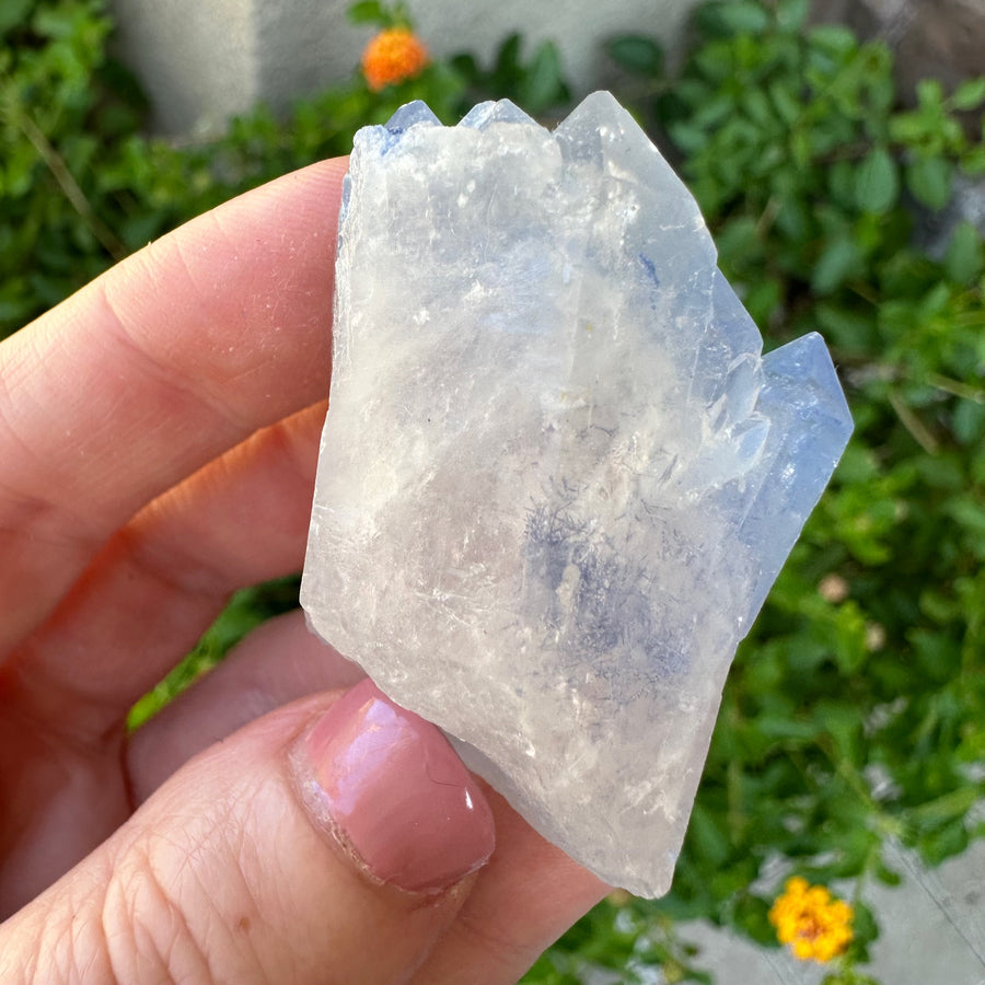 Natural Dumortierite in Quartz Crystal Cluster Point