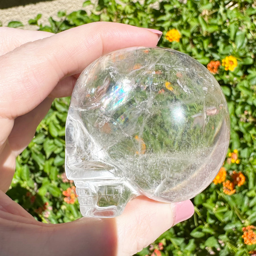 Lemurian Magical Child Crystal Skull with Rainbows Carved by Leandro de Souza