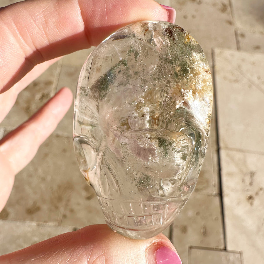 Lodolite Quartz  Palm Crystal Skull Carved by Leandro de Souza