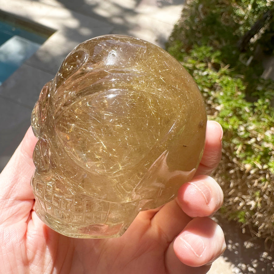 Golden Rutile Citrine Star Child Crystal Skull Carved by Leandro de Souza