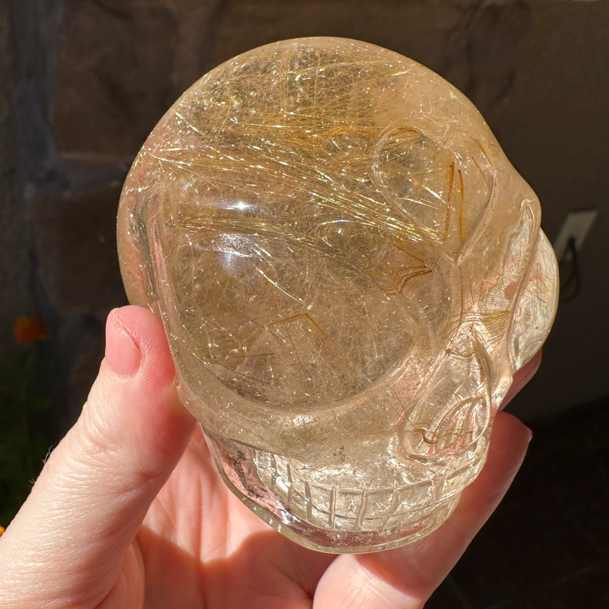 Golden Rutile Citrine Star Child Crystal Skull Carved by Leandro de Souza