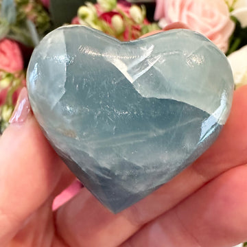 Lemurian Aquatine Calcite Crystal Heart