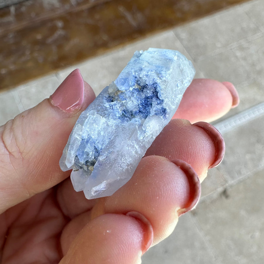 DT Natural Dumortierite in Quartz Crystal Point Self-Healed
