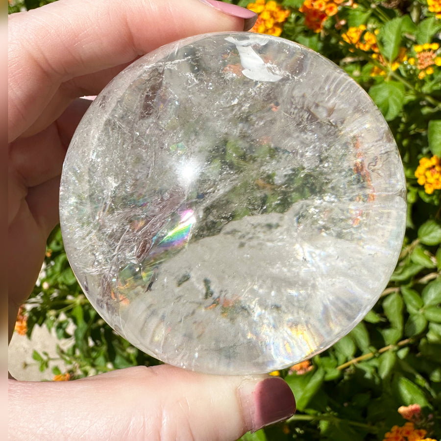 Lemurian Quartz Crystal Sphere with Rainbows