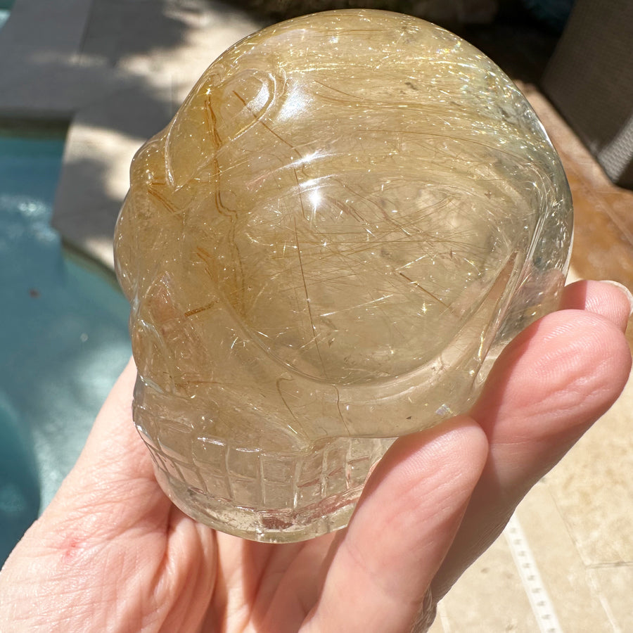 Golden Rutile Citrine Star Child Crystal Skull Carved by Leandro de Souza