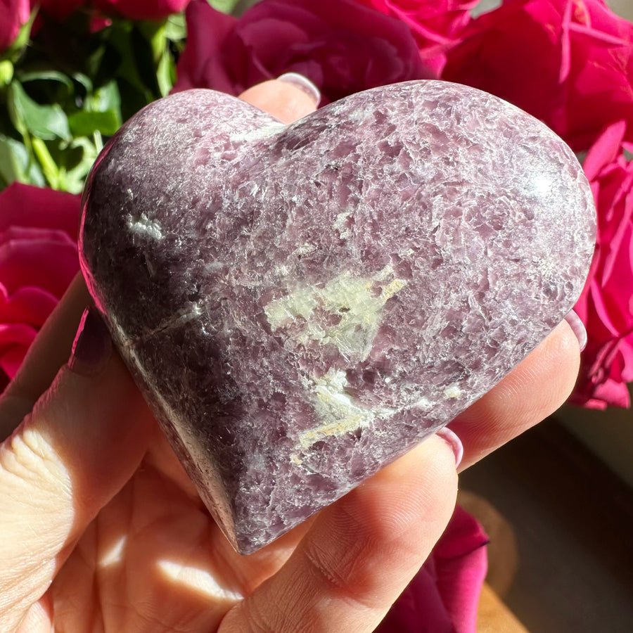 Lepidolite Palm Stone Heart