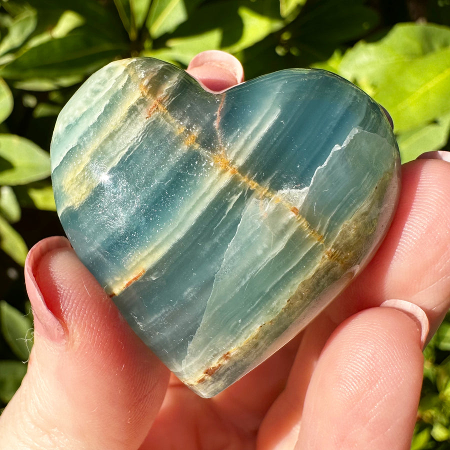 Lemurian Aquatine Calcite Crystal Heart