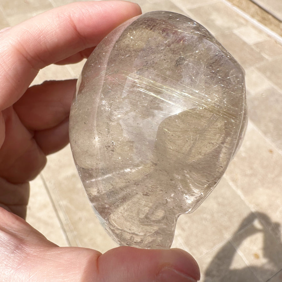 Golden Rutile Citrine Star Child Palm Crystal Skull Carved by Leandro de Souza