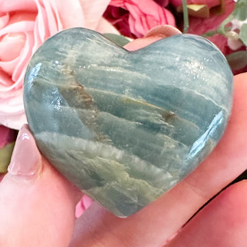 Lemurian Aquatine Calcite Crystal Heart