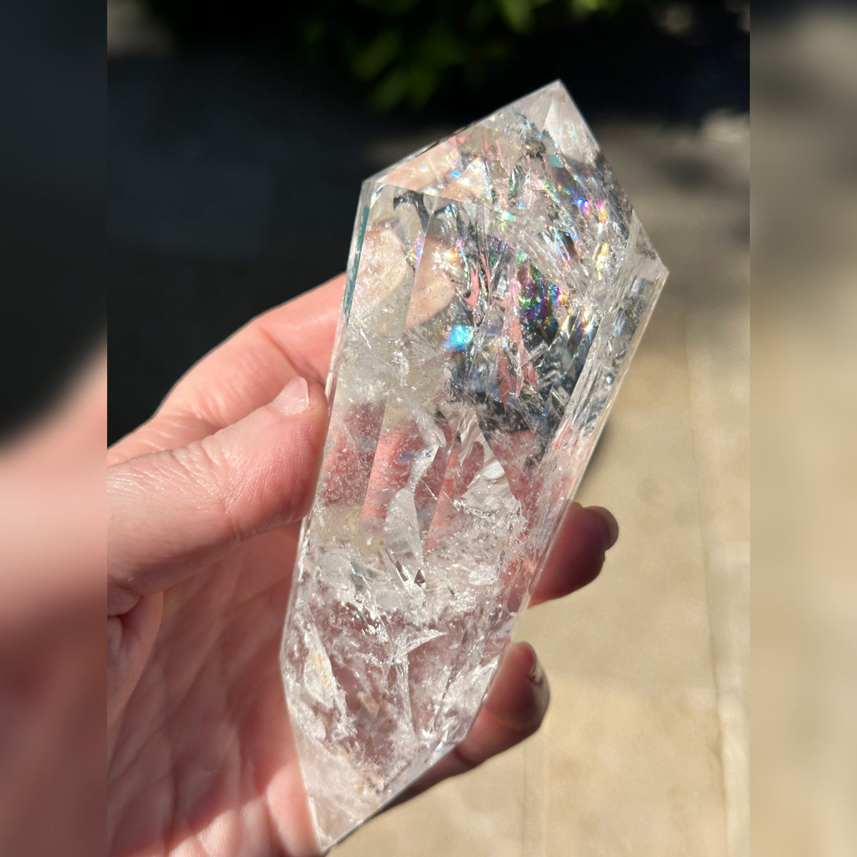 Rainbow Quartz Vogel Style Wand 12 Sided