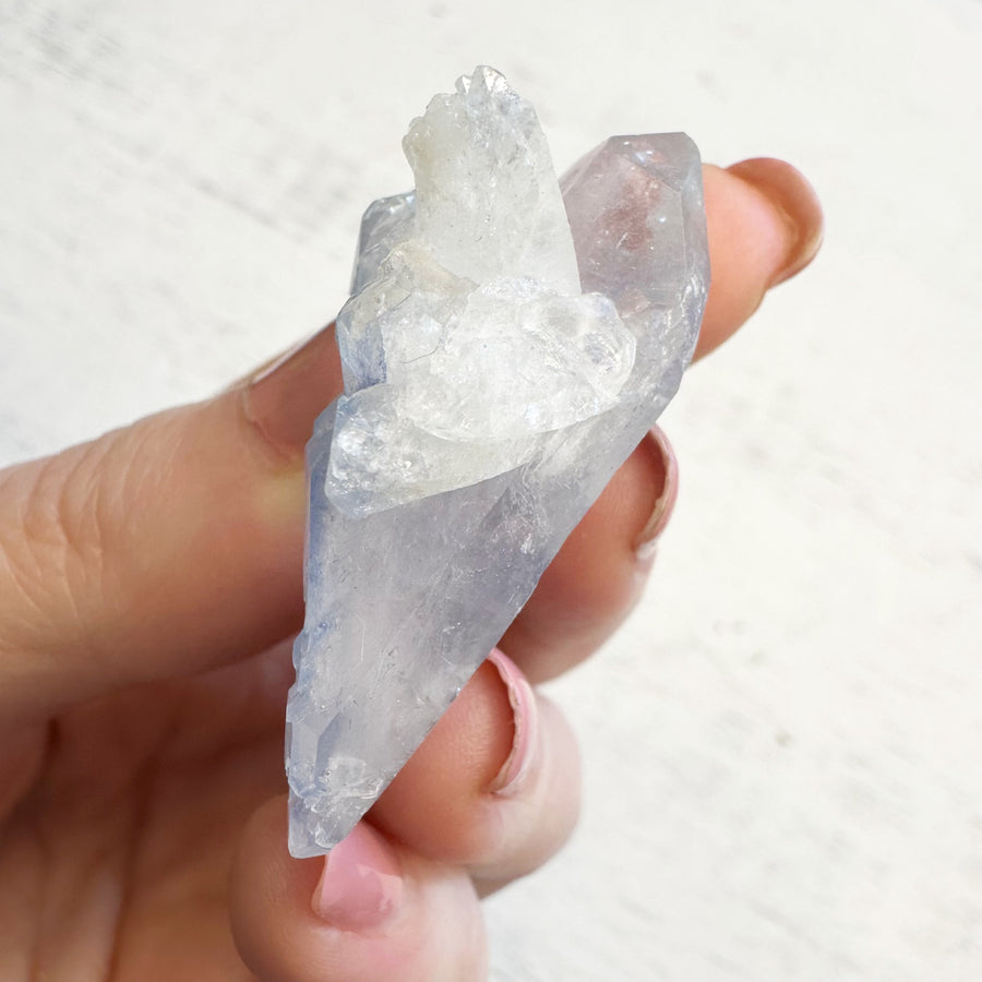 DT Natural Dumortierite Quartz Crystal Point Self Healed