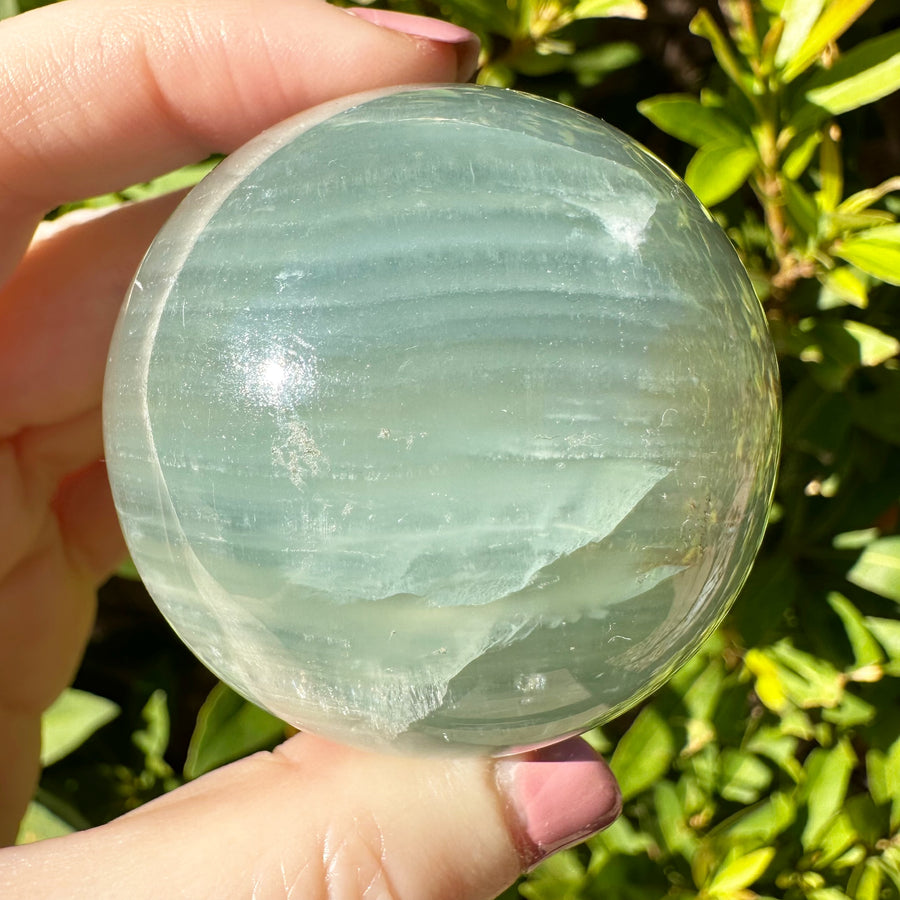 Lemurian Aquatine Calcite Crystal Sphere