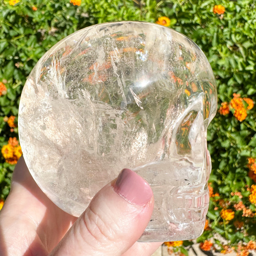 Lemurian Magical Child Crystal Skull with Rainbows Carved by Leandro de Souza
