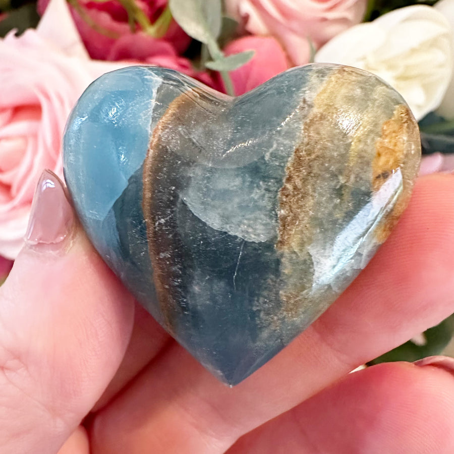 Lemurian Aquatine Calcite Crystal Heart