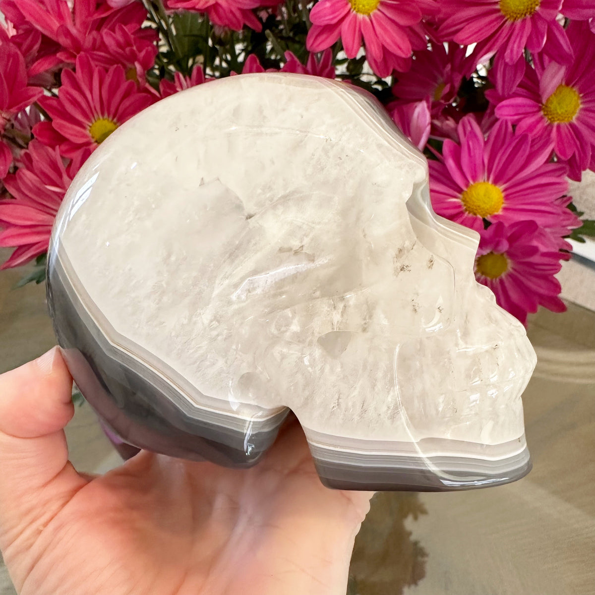 Agate Geode Crystal Skull