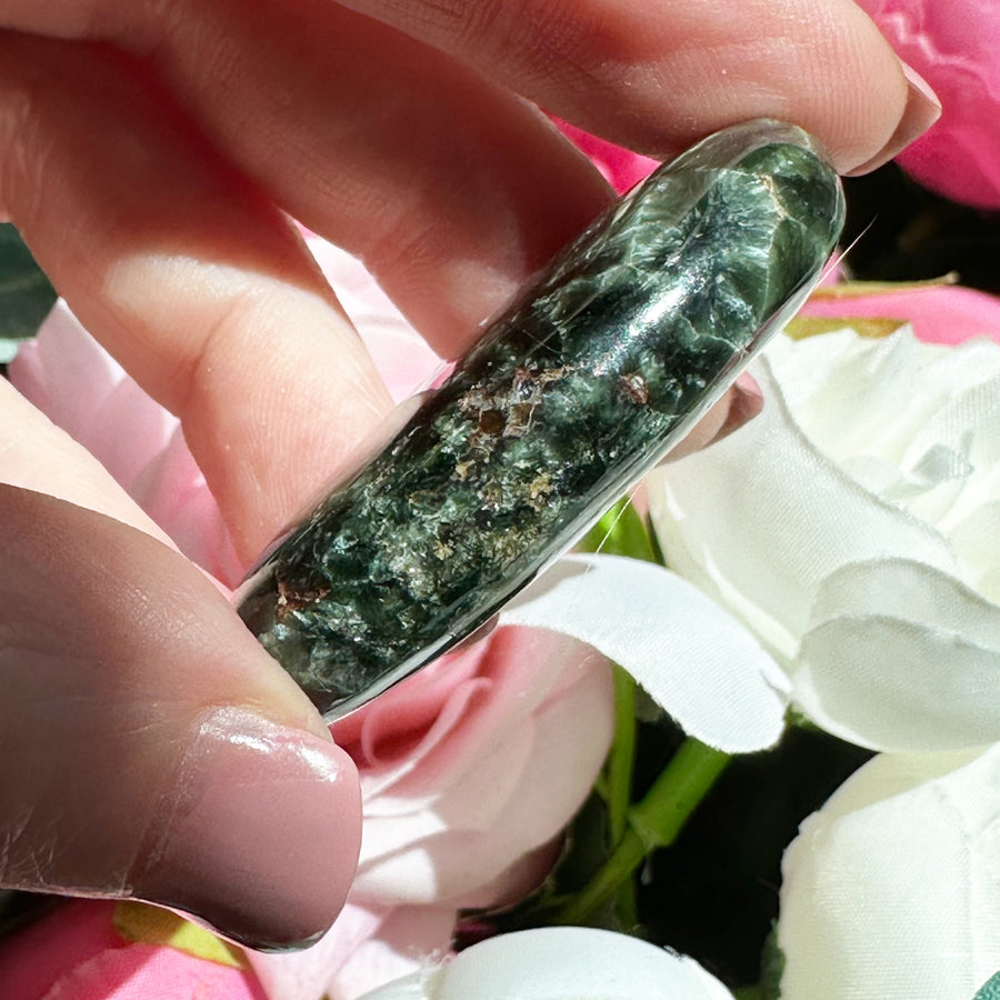Grade AA Seraphinite Crystal Palm Stone