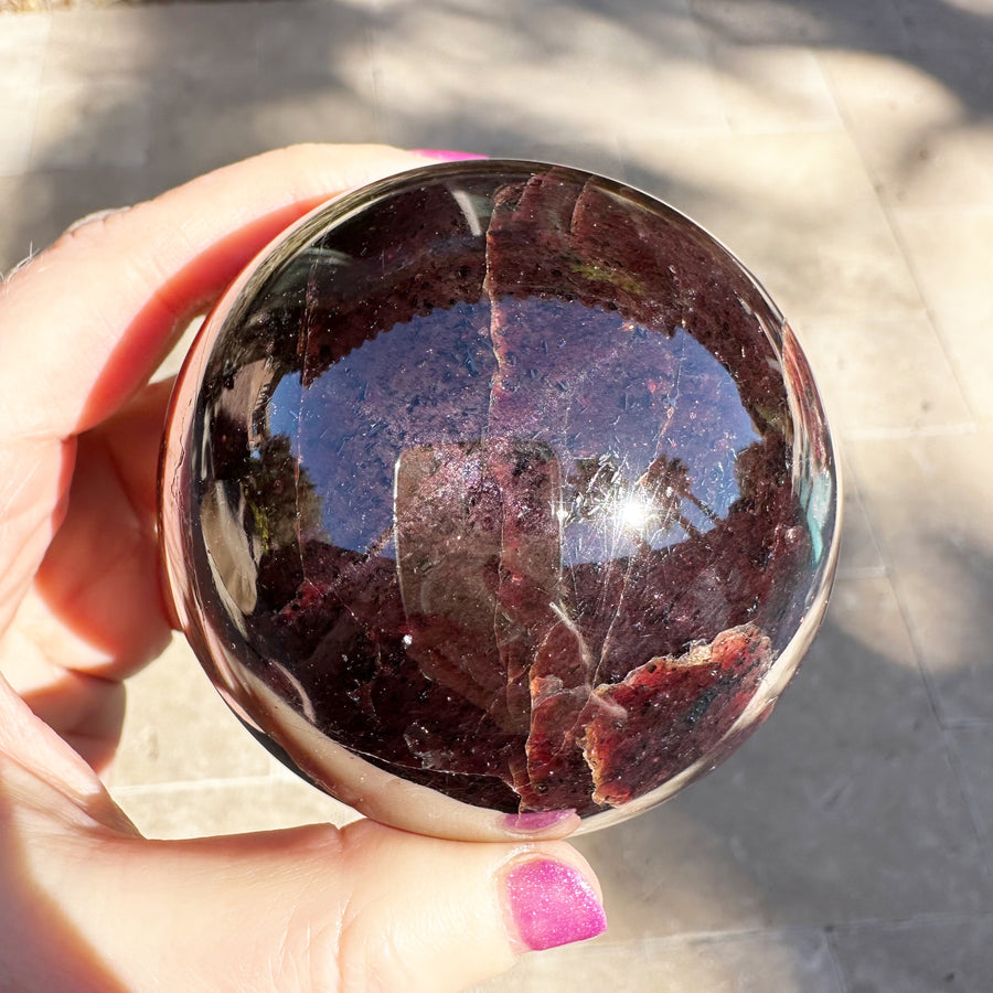 Large Natural Genuine Star Garnet Sphere